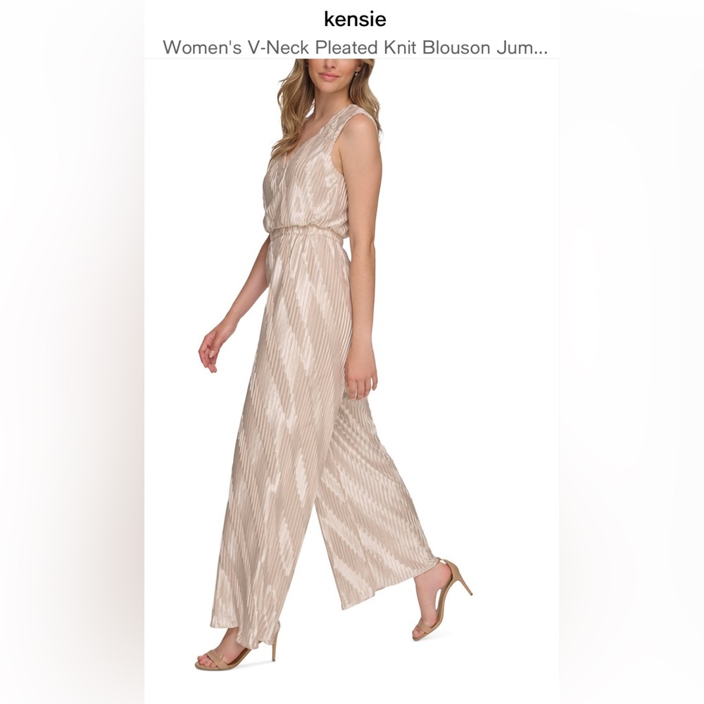 Kensie Cream/Gold Pleated Jumpsuit